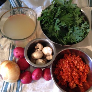 Bratwurst and Kale Soup with Electro Swing Tune-age - Ingredients